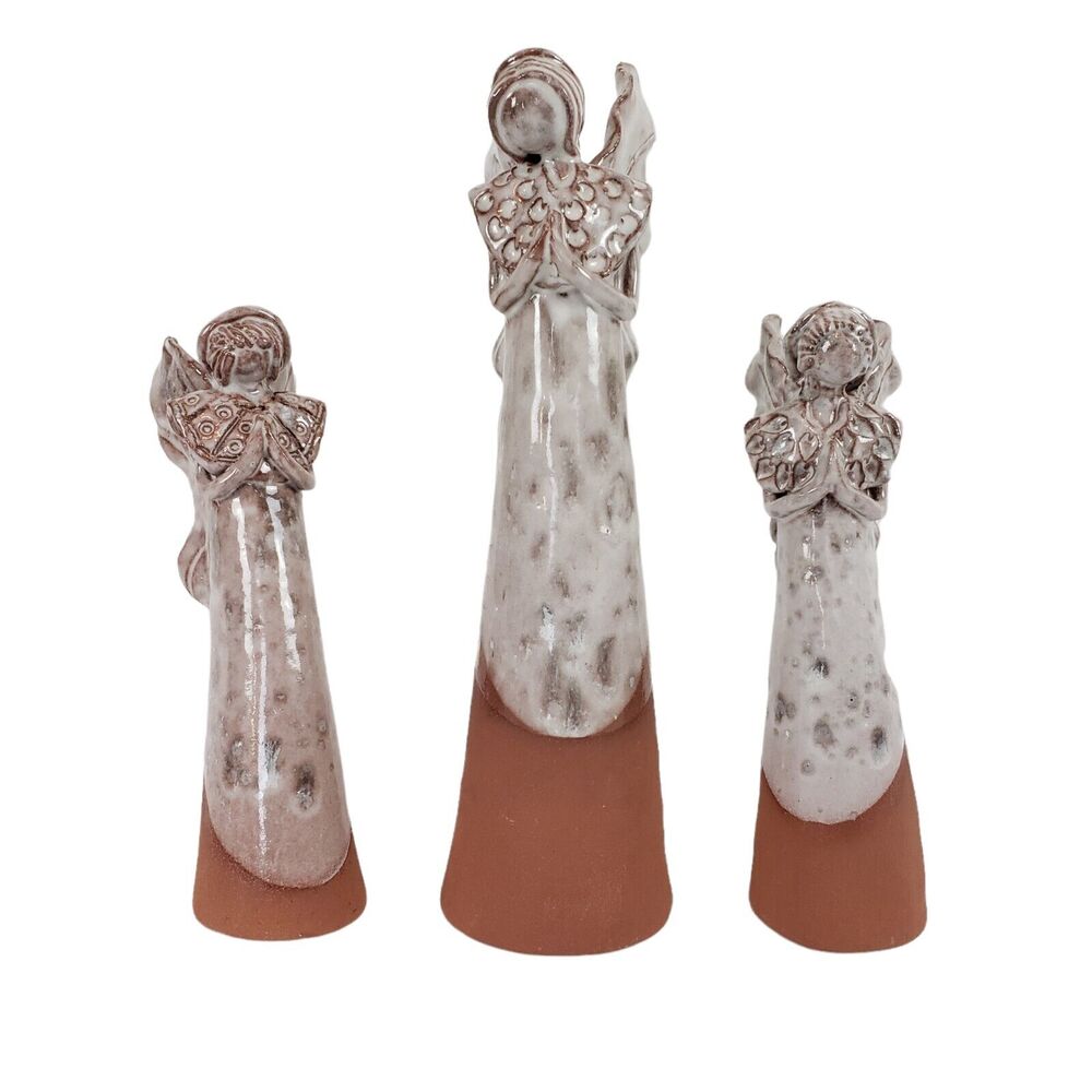 (3) Praying Pottery Ceramic Angels Figurine Sculpture Studio Where Dreams Begin